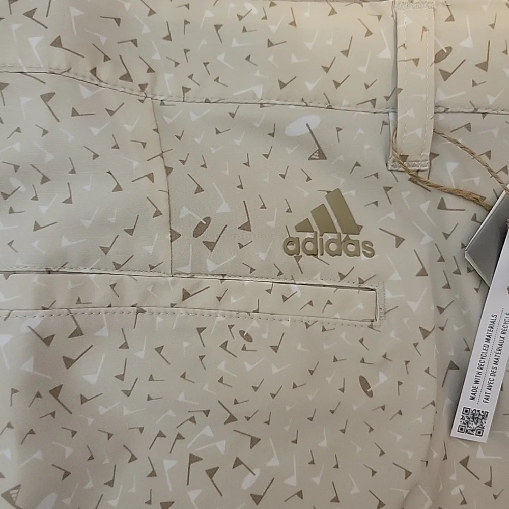 NWT Adidas Ultimate Golf‎ Shorts Mens 40 Biege Brown Chino Allover All Print